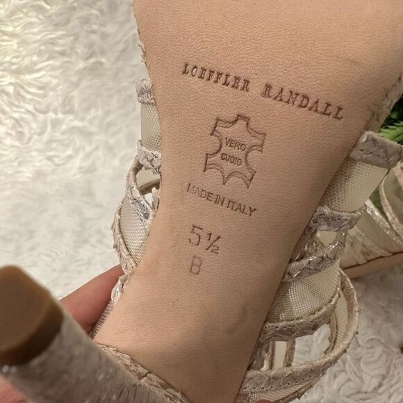 LOEFFLER RANDALL Paige Strappy‎ Python Metallic Leather Cage Sandals 5.5B NEW - Picture 8 of 9